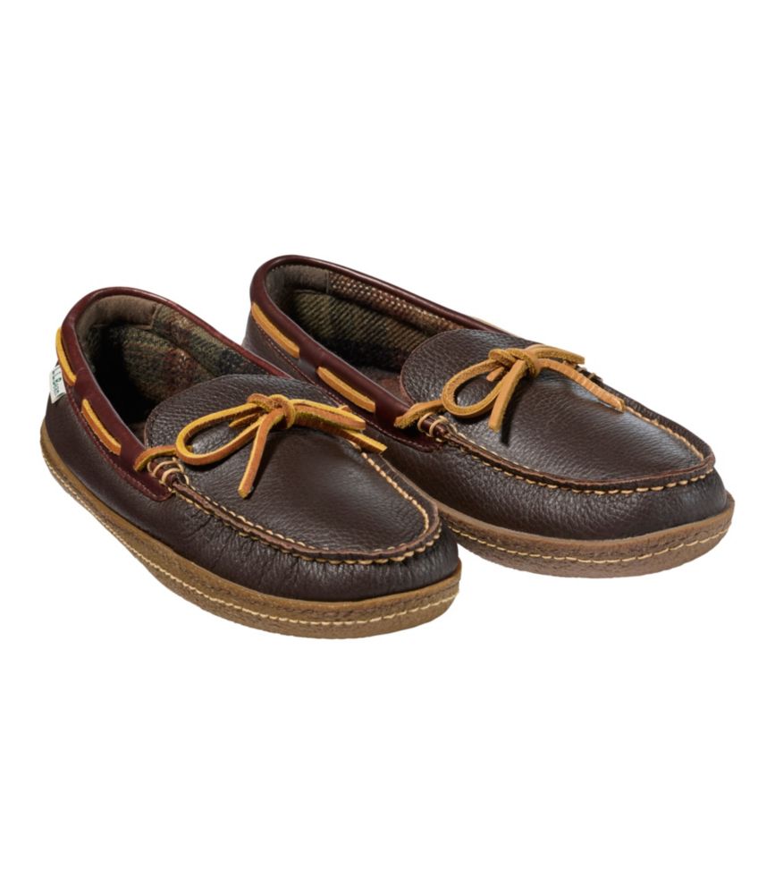 Men's Handsewn Slippers, Flannel-Lined - US 8769